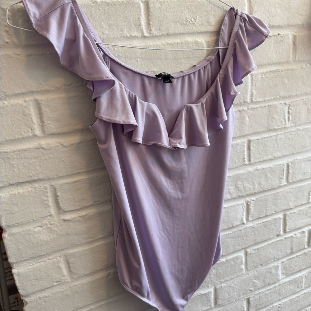 Express Lavender Ruffle Bodysuit